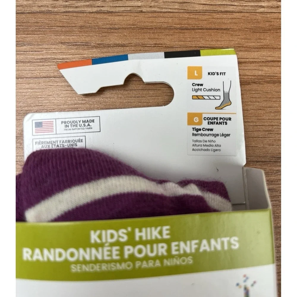 Smartwool Kids Hike Light Cushion Crew Socks‎ Size Large (3-6) Merino Wool NEW